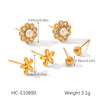 Wholesale Women's Stainless Steel Geometric Earrings Set With Pvd Furnace Vacuum Real Gold Plating