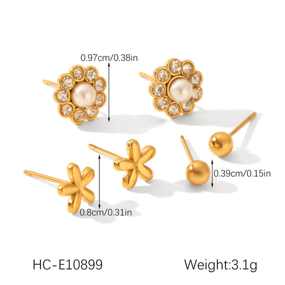 Wholesale Women's Stainless Steel Geometric Earrings Set With Pvd Furnace Vacuum Real Gold Plating