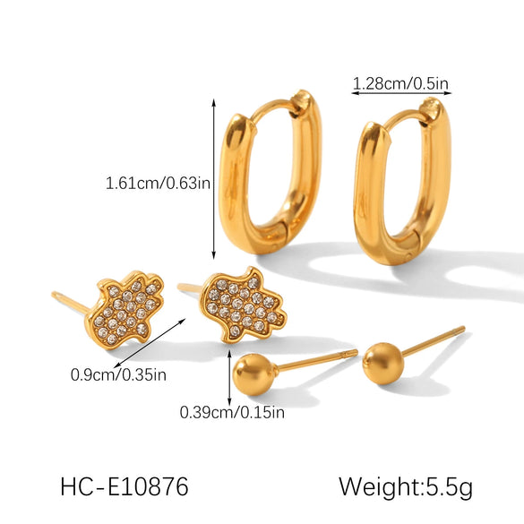 Wholesale Women's Stainless Steel Geometric Earrings Set With Pvd Furnace Vacuum Real Gold Plating