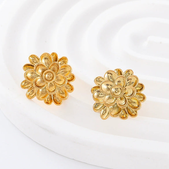 Wholesale Women's Stainless Steel Geometric Earrings With Electroplating And Cream Sweet Girl Style