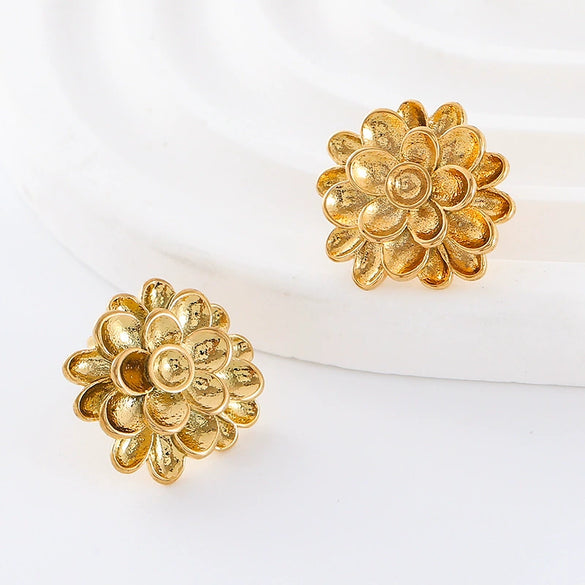 Wholesale Women's Stainless Steel Geometric Earrings With Electroplating And Cream Sweet Girl Style