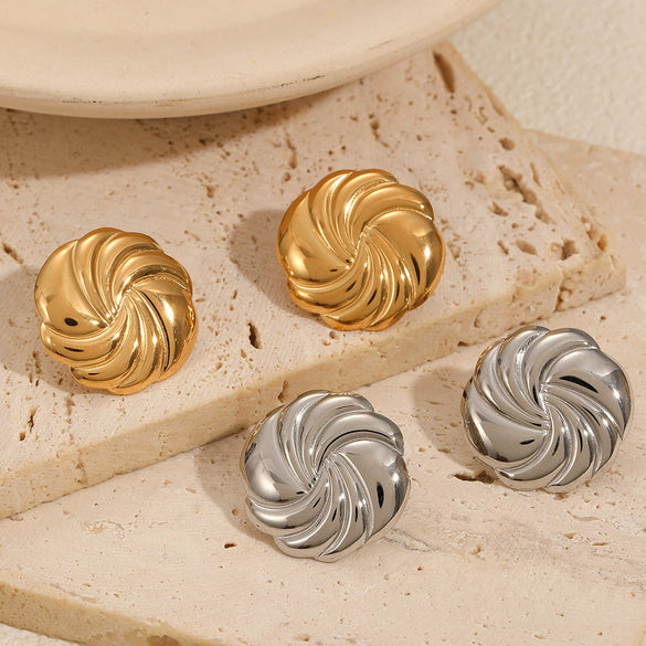 Wholesale Women's Stainless Steel Geometric Earrings With Electroplating And Highend Style