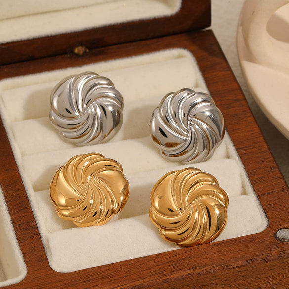 Wholesale Women's Stainless Steel Geometric Earrings With Electroplating And Highend Style