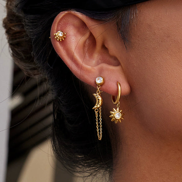 Wholesale Women's Stainless Steel Geometric Earrings With Electroplating Light Luxury High End Non Fading