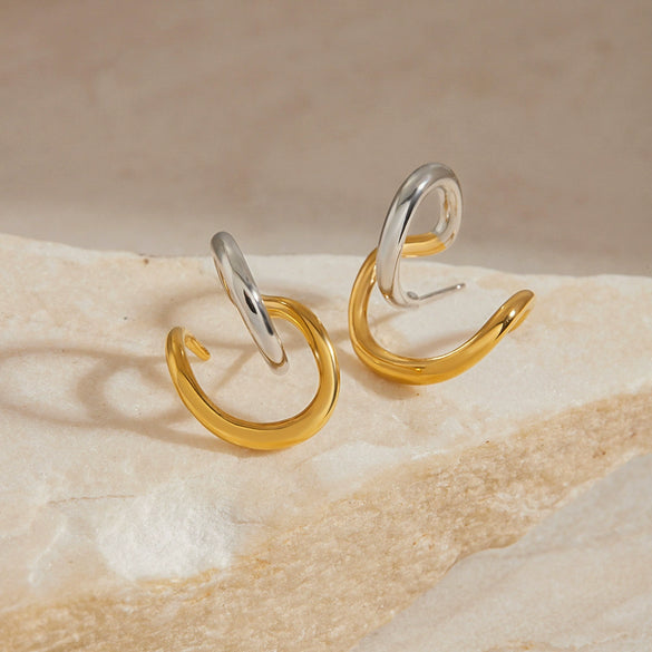 Wholesale Women's Stainless Steel Geometric Earrings With Electroplating Niche Design Light Luxury High Sense Ear Jewelry