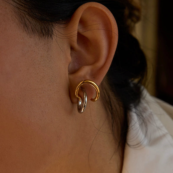 Wholesale Women's Stainless Steel Geometric Earrings With Electroplating Niche Design Light Luxury High Sense Ear Jewelry