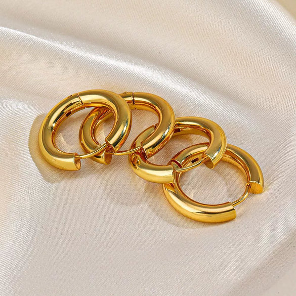 Wholesale Women's Stainless Steel Geometric Earrings With 18K Gold Plated Electroplating
