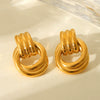 Wholesale Women's Stainless Steel Geometric Earrings With 18K Gold Thread Winding And Electroplating