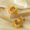 Wholesale Women's Stainless Steel Geometric Earrings With 18K Gold Thread Winding And Electroplating