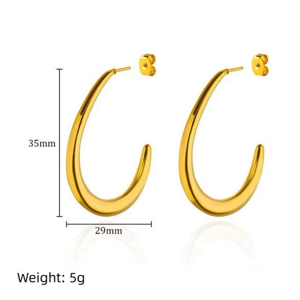 Wholesale Women's Stainless Steel Geometric Earrings With Leaf And Flower Patterns 18K Gold Plated