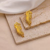 Wholesale Women's Stainless Steel Geometric Earrings With Leaf And Flower Patterns 18K Gold Plated