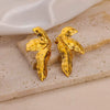 Wholesale Women's Stainless Steel Geometric Earrings With Leaf And Flower Patterns 18K Gold Plated