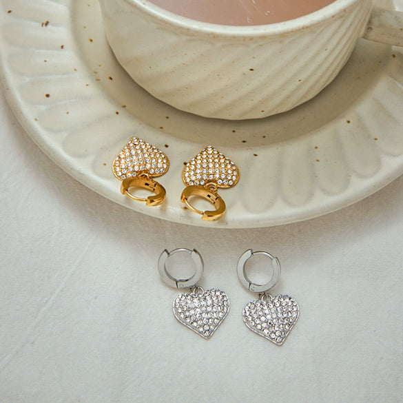 Wholesale Women's Stainless Steel Geometric Earrings With Love Design And Electroplating Process Light Luxury High End Non Fading Jewelry