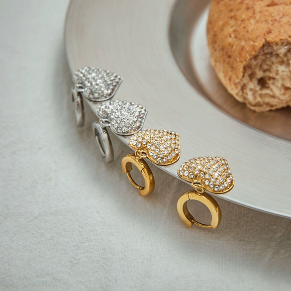 Wholesale Women's Stainless Steel Geometric Earrings With Love Design And Electroplating Process Light Luxury High End Non Fading Jewelry