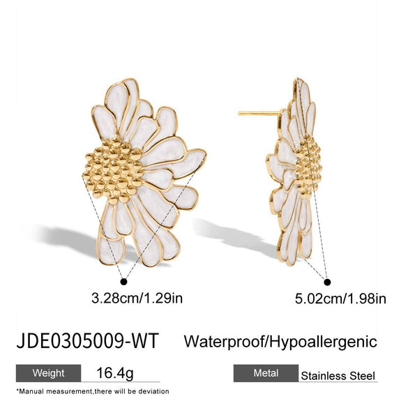 Wholesale Women's Stainless Steel Geometric Earrings With Oil Drop Design And Electroplating