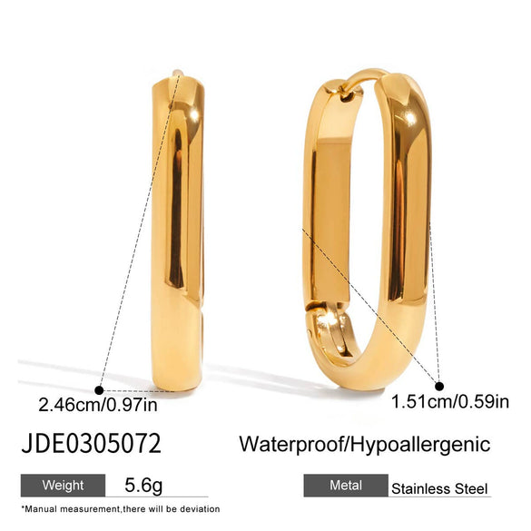 Wholesale Women's Stainless Steel Geometric Earrings With Square White Diamond Electroplated In 18K Gold Quiet And Elegant Classic Style
