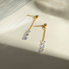 Wholesale Women's Stainless Steel Geometric Earrings With Three White Naked Diamonds And Electroplating