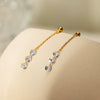 Wholesale Women's Stainless Steel Geometric Earrings With Three White Naked Diamonds And Electroplating