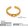 Wholesale Women's Stainless Steel Geometric Electroplated Diamondstudded Wheat Earshaped Open Tail Ring Accessories