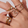 Wholesale Women's Stainless Steel Geometric Electroplated Diamondstudded Wheat Earshaped Open Tail Ring Accessories