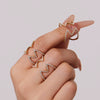 Wholesale Women's Stainless Steel Geometric Electroplated Diamondstudded Wheat Earshaped Open Tail Ring Accessories
