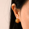Wholesale Women's Stainless Steel Geometric Electroplated Double Layer Earrings