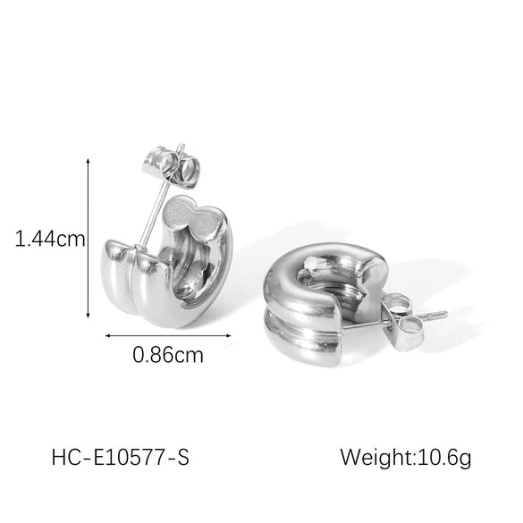 Wholesale Women's Stainless Steel Geometric Electroplated Double Layer Earrings