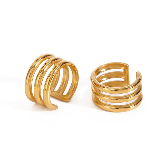 Wholesale Women's Stainless Steel Geometric Electroplated Ear Bone Clip Without Ear Hole Earrings