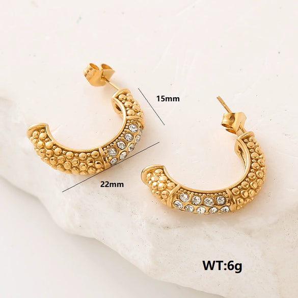 Wholesale Women's Stainless Steel Geometric Electroplated Earrings Light Luxury Elegant Niche Design
