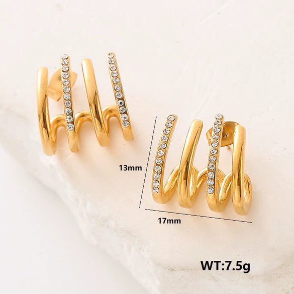 Wholesale Women's Stainless Steel Geometric Electroplated Earrings Light Luxury Elegant Niche Design
