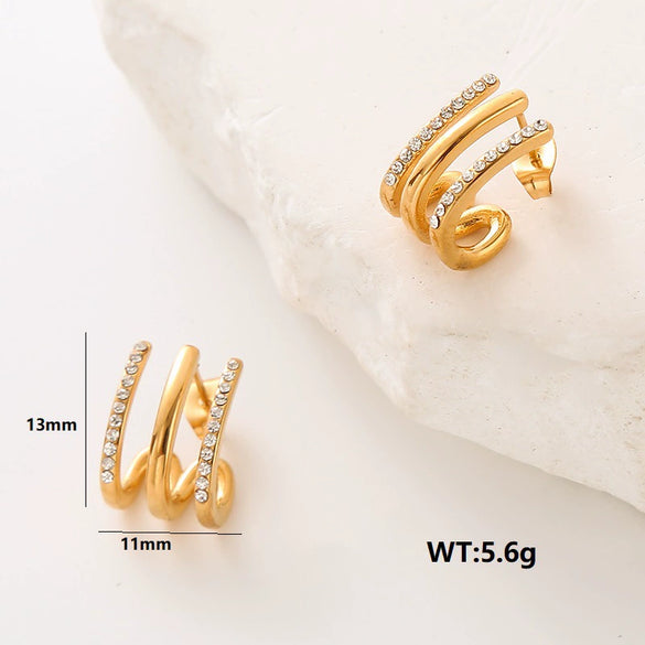 Wholesale Women's Stainless Steel Geometric Electroplated Earrings Light Luxury Elegant Niche Design