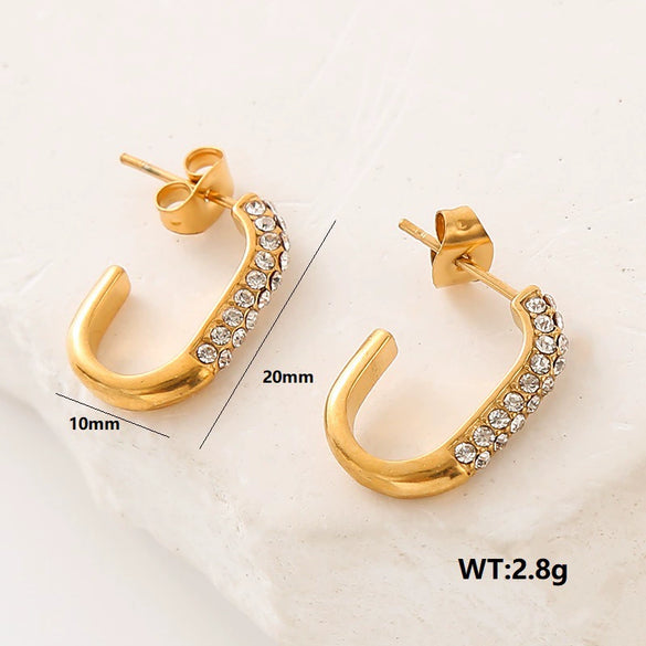 Wholesale Women's Stainless Steel Geometric Electroplated Earrings Light Luxury Elegant Niche Design