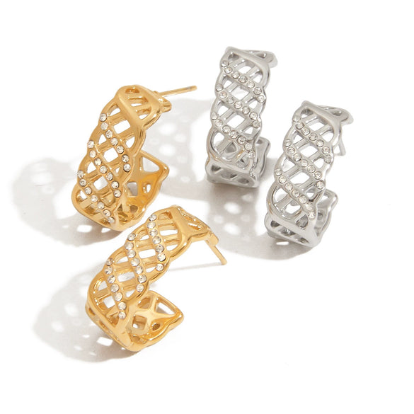 Wholesale Women's Stainless Steel Geometric Electroplated Earrings Retro Light Luxury Style