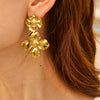 Wholesale Women's Stainless Steel Geometric Electroplated Flower Eardrop Earrings Accessories