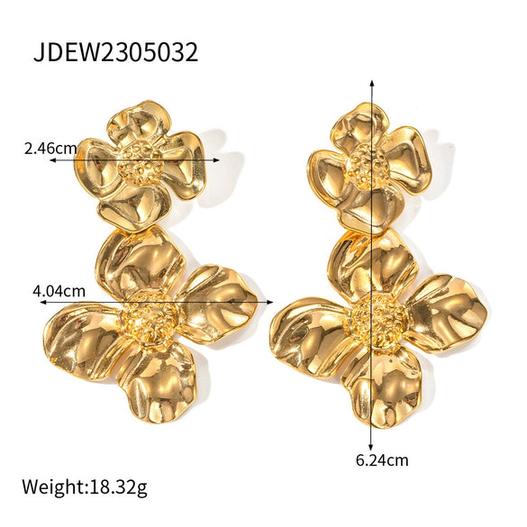 Wholesale Women's Stainless Steel Geometric Electroplated Flower Eardrop Earrings Accessories