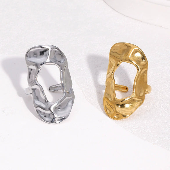 Wholesale Women's Stainless Steel Geometric Electroplated Open Ring Jewelry Simple Niche Light Luxury Style