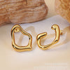 Wholesale Women's Stainless Steel Geometric Electroplated Retro Asymmetric Irregular Earrings