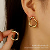 Wholesale Women's Stainless Steel Geometric Electroplated Retro Asymmetric Irregular Earrings