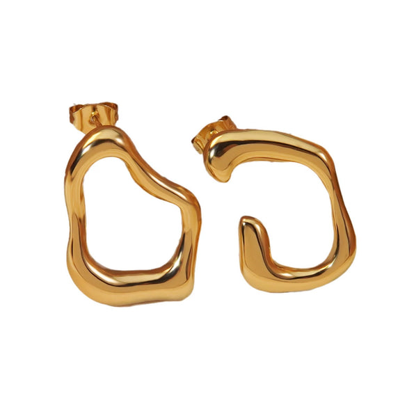 Wholesale Women's Stainless Steel Geometric Electroplated Retro Asymmetric Irregular Earrings
