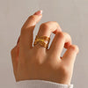 Wholesale Women's Stainless Steel Geometric Electroplated Ring