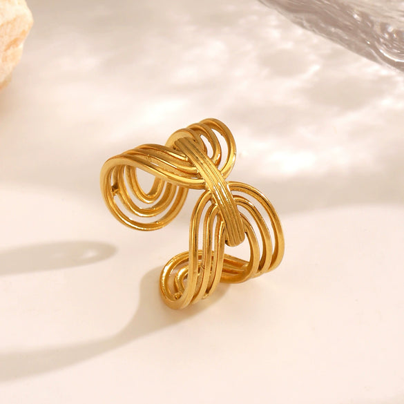 Wholesale Women's Stainless Steel Geometric Electroplated Ring