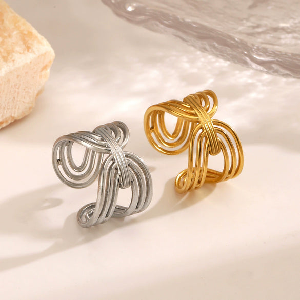 Wholesale Women's Stainless Steel Geometric Electroplated Ring