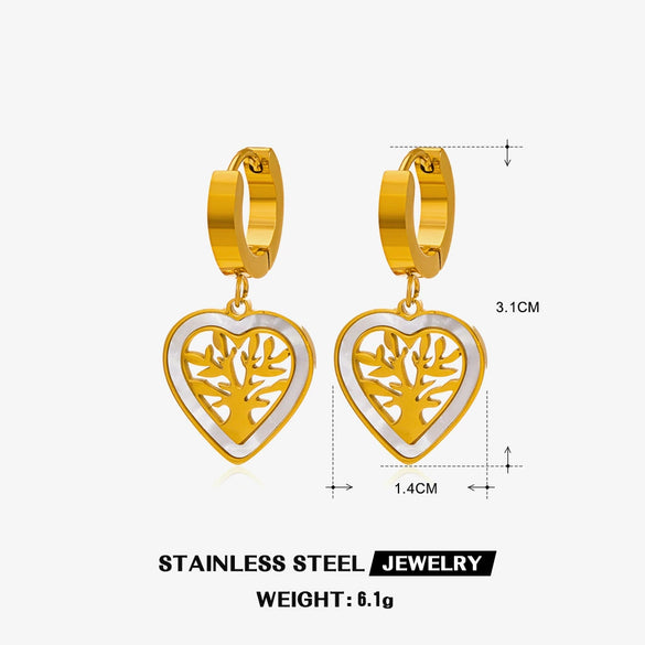 Wholesale Women's Stainless Steel Geometric Electroplating Tree Of Life Fashion Retro Earrings