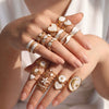 Wholesale Women's Stainless Steel Geometric Enamel 18K Plated Niche Style Open Ring