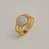 Wholesale Women's Stainless Steel Geometric Enamel 18K Plated Niche Style Open Ring