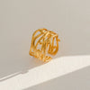 Wholesale Women's Stainless Steel Geometric Enamel 18K Plated Niche Style Open Ring