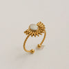 Wholesale Women's Stainless Steel Geometric Enamel 18K Plated Niche Style Open Ring