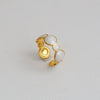 Wholesale Women's Stainless Steel Geometric Enamel 18K Plated Niche Style Open Ring