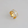 Wholesale Women's Stainless Steel Geometric Enamel 18K Plated Niche Style Open Ring