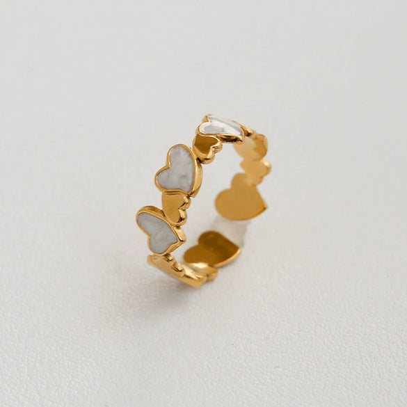 Wholesale Women's Stainless Steel Geometric Enamel 18K Plated Niche Style Open Ring